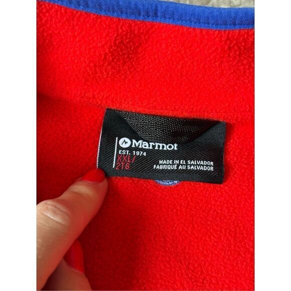 Marmot Men’s Rocklin 1/2-Zip Fleece Jacket Pullover size XXL Blue Red - Picture 5 of 12